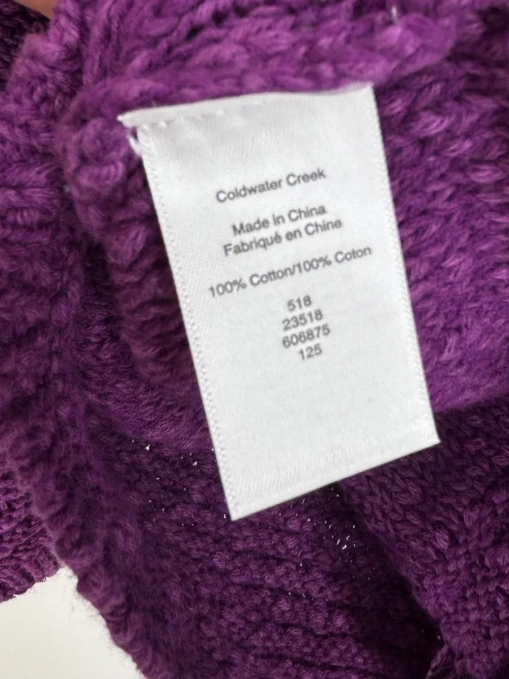 Coldwater Creek Womens Medium Button Front Cardigan Sweater 100% Cotton Purple